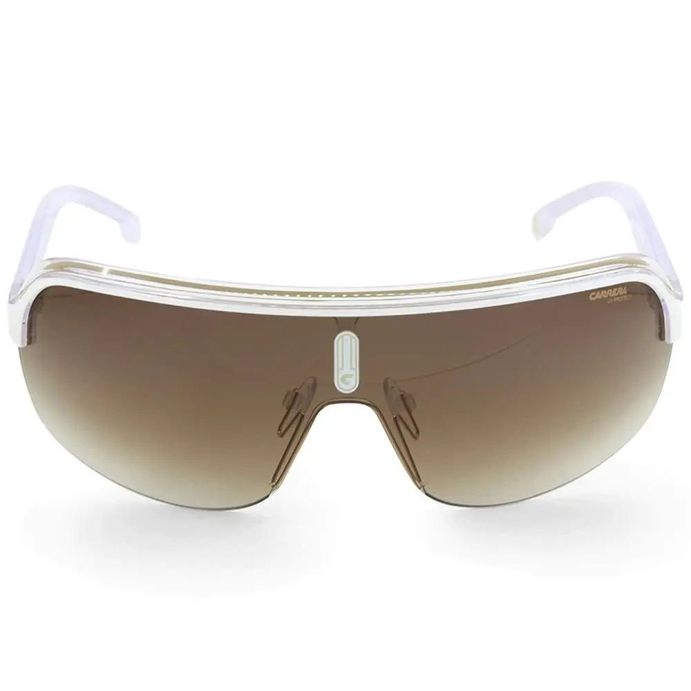 Carrera Topcar 1/N White on Clear/Brown Gradient Unisex Shield Sunglasses P9U/HA