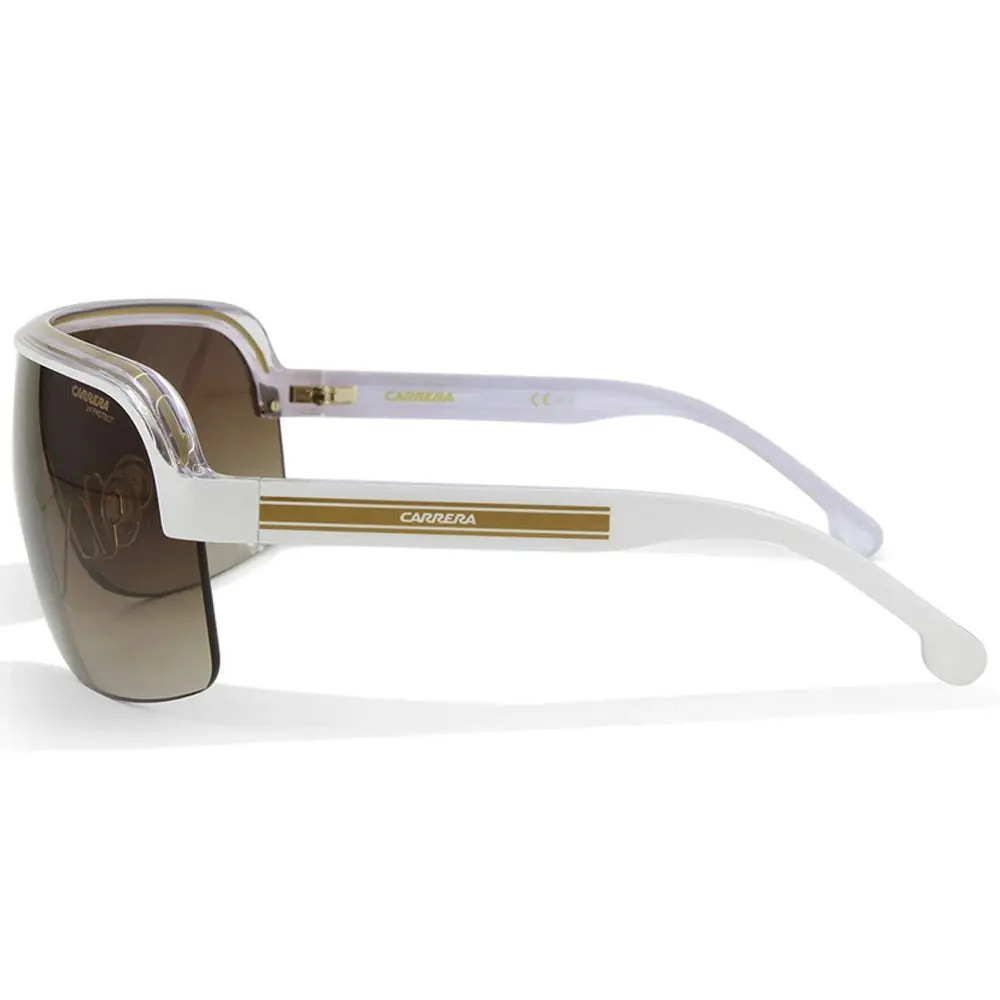 Carrera Topcar 1/N White on Clear/Brown Gradient Unisex Shield Sunglasses P9U/HA