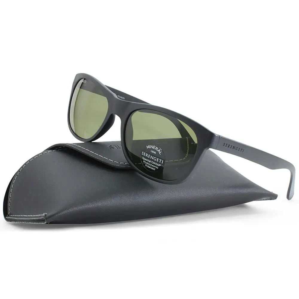 Serengeti Anteo Matte Black/Green 555nm Polarised Unisex Sunglasses 8667