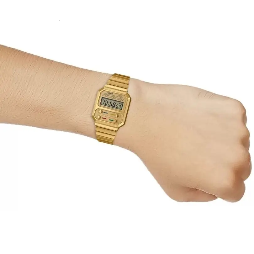 Casio Gold Retro Style Unisex Multifunction Digital Watch A100WEG-9A