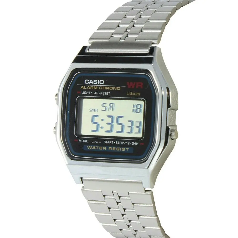 Casio A159W-N1 Silver Stainless Steel Retro Style Digital Watch (Made in Japan)