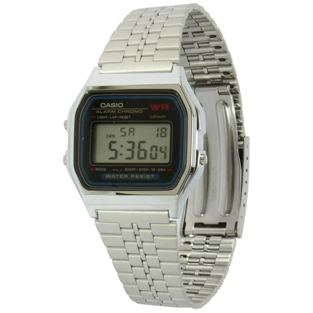 Casio A159W-N1 Silver Stainless Steel Retro Style Digital Watch (Made in Japan)