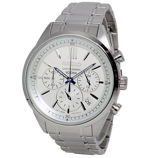 Seiko Chronograph SSB153 P1 Silver/White Dial Men's Quartz Analog Watch