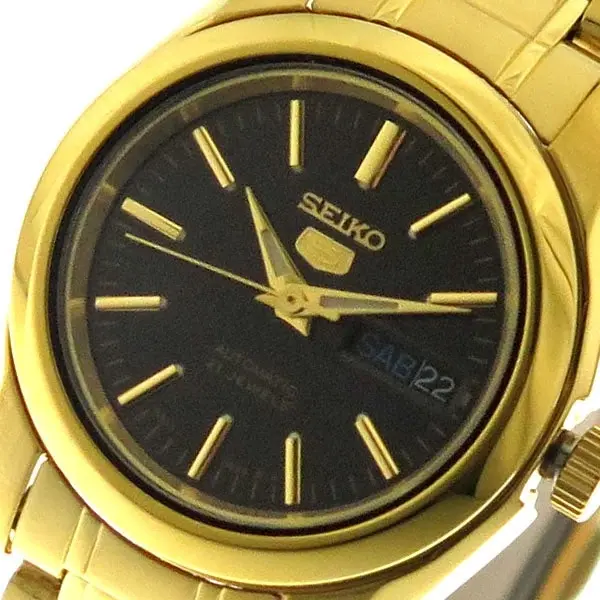 Seiko 5 SYMK22 K1 Gold with Black Dial Women's Automatic Analog Watch