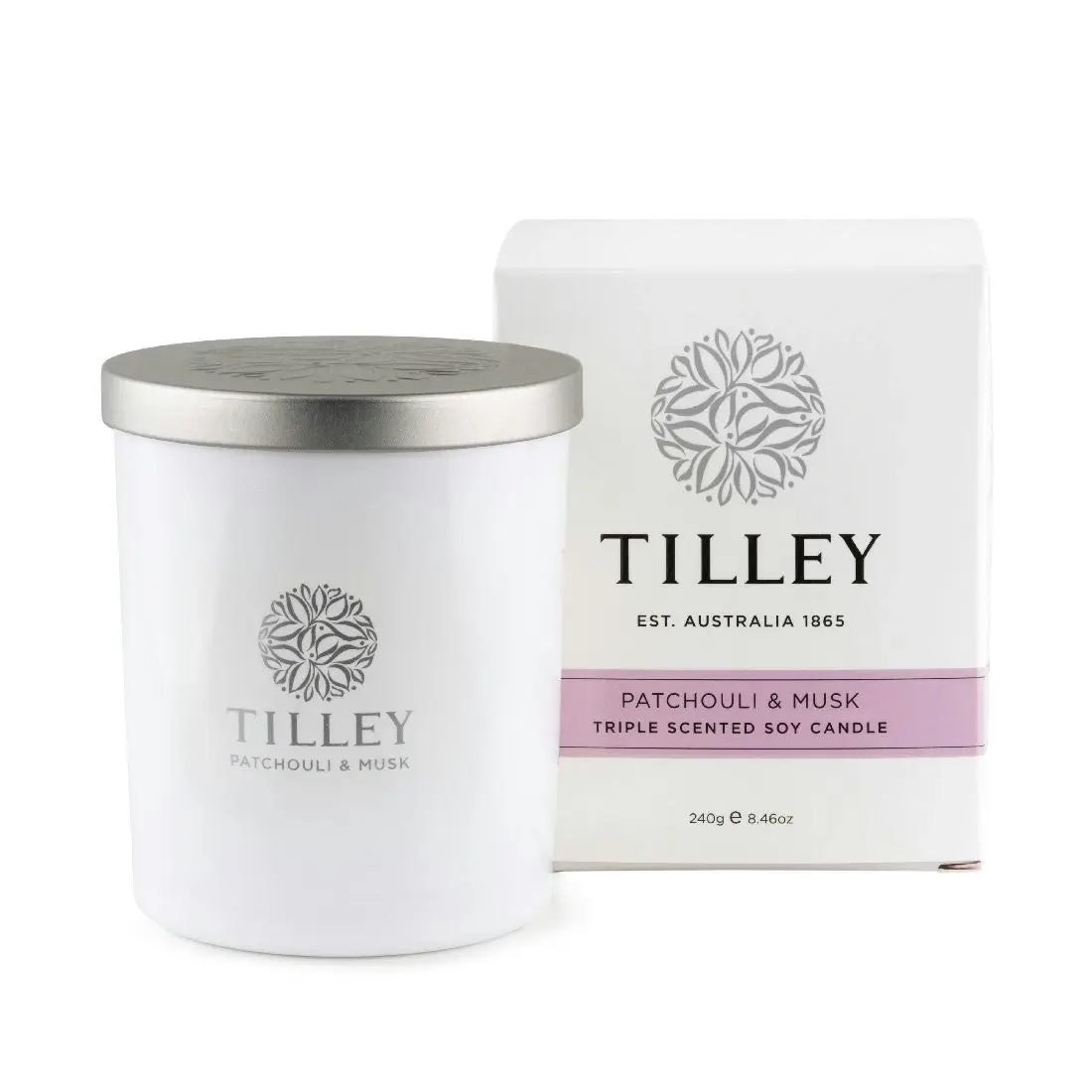 Tilley Classic White - Soy Candle 240g - Patchouli & Musk