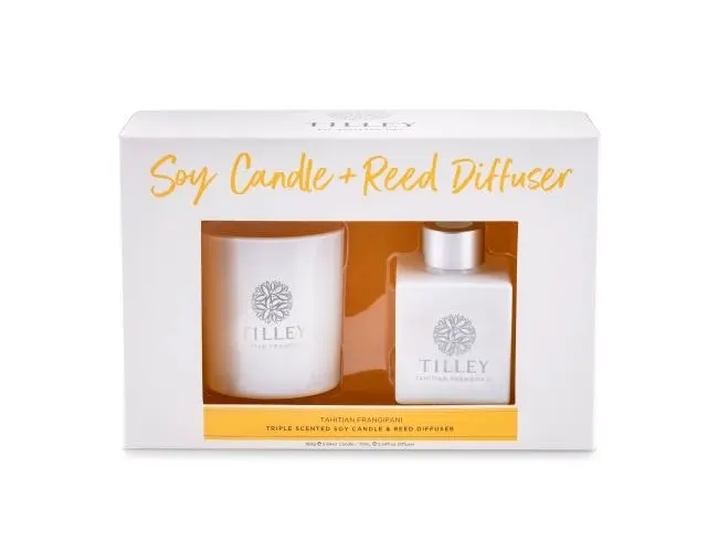 Tilley Classic White - Gift Set Diff & Candle - Tahitian Frangipani