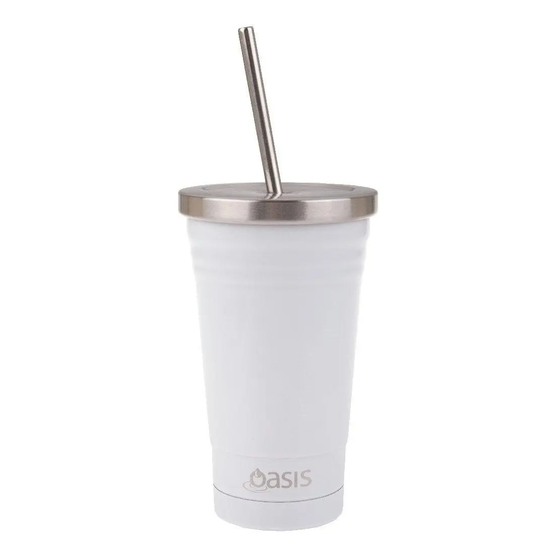 Oasis S/S D/W Ins Smoothie Tumbler W/Straw 520ml - White