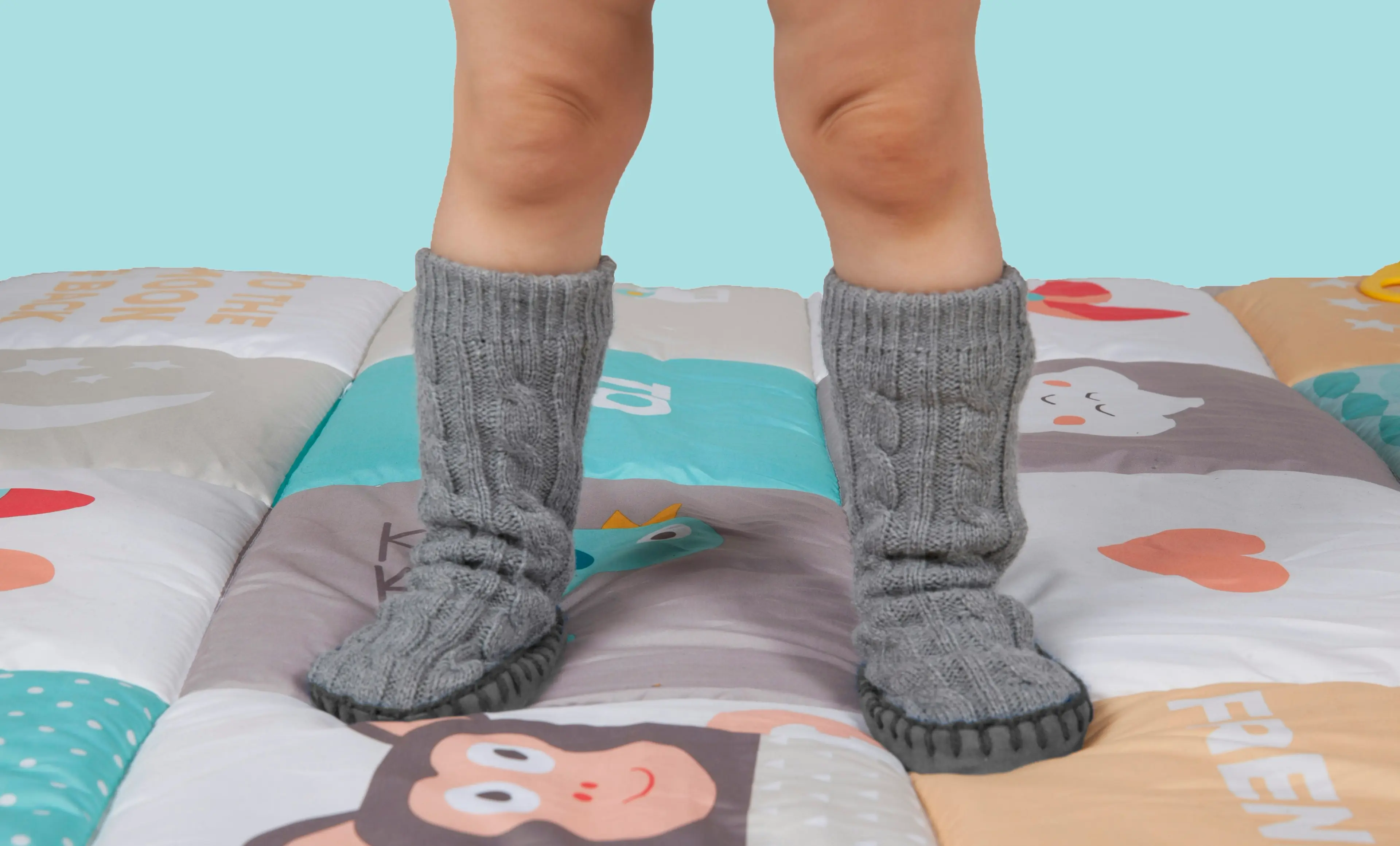 Cable Slipper Socks Grey 6-12 Months