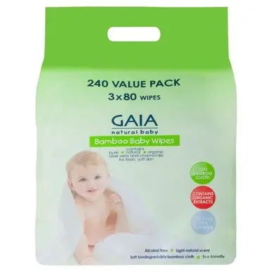 Gaia Bamboo Baby Wipes 240 Pack