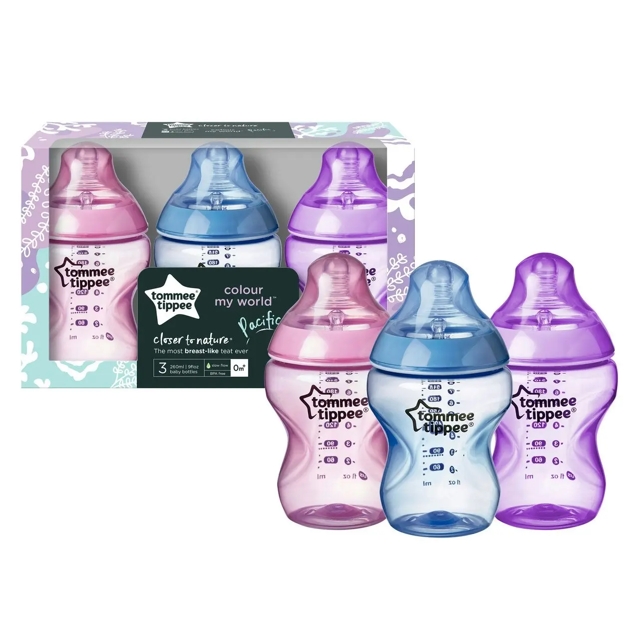 Tommee Tippee ColourMyWorld Bottle Girl 260 ML 3 Pack