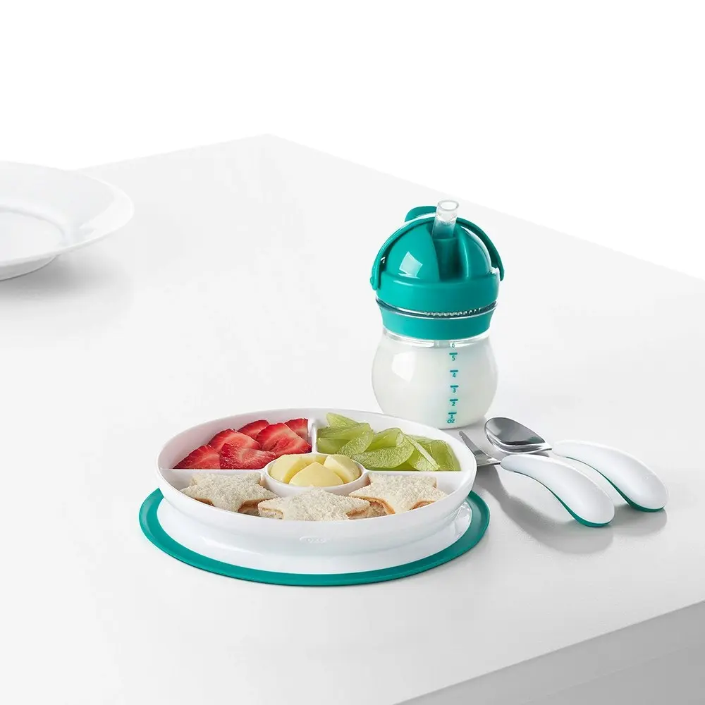 OXO Tot Stick & Stay Divided Plate Teal