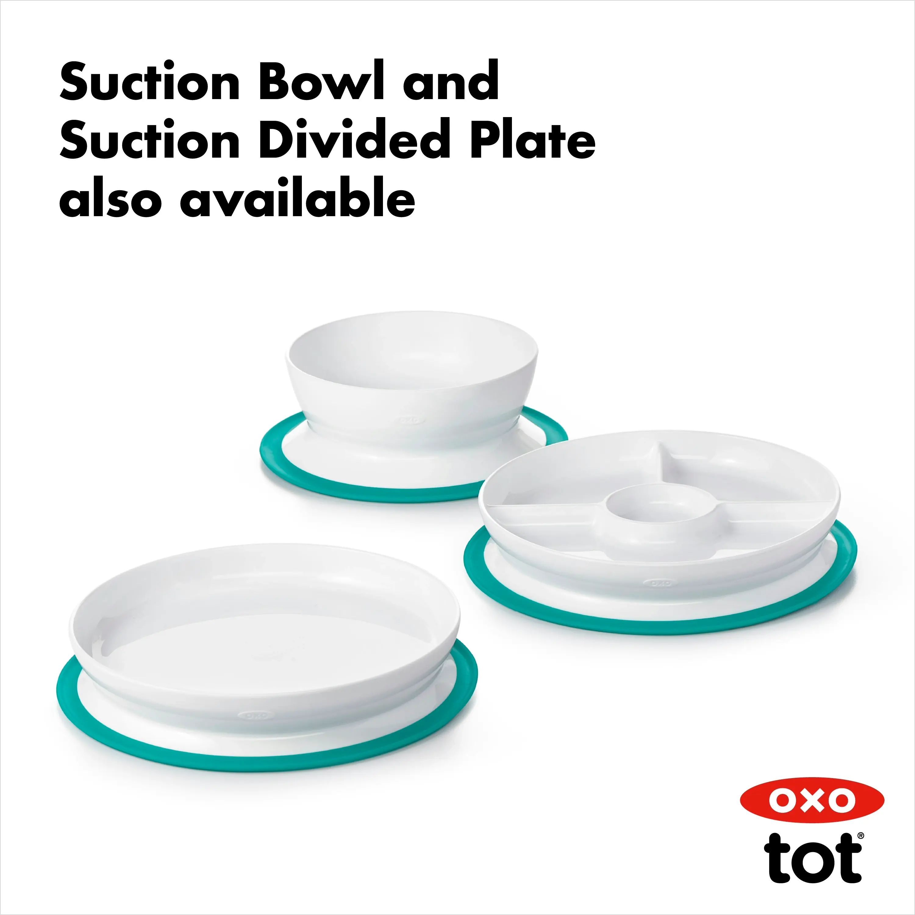 OXO Tot Stick & Stay Divided Plate Teal