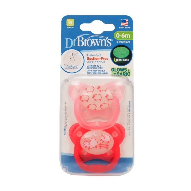 Dr Browns Glow In The Dark Pacifier Stage 1 Pink