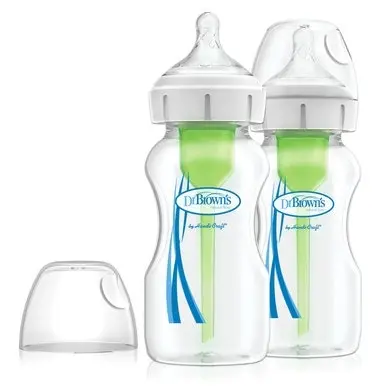 Dr Browns 270 ML Wide Neck Feeding Bottle Lv 1 Teat 2 Pack