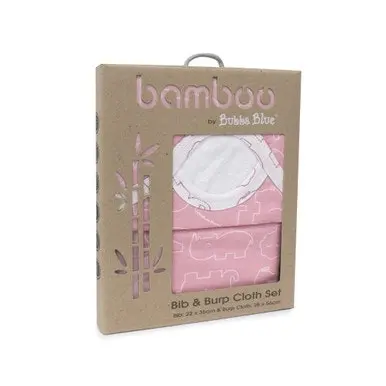 Bubba Blue Smokey Pink Safari Bamboo Bib&Burp Pad