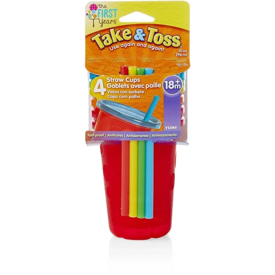 The First Years Take & Toss Straw Sippers 296ML 4 Pack