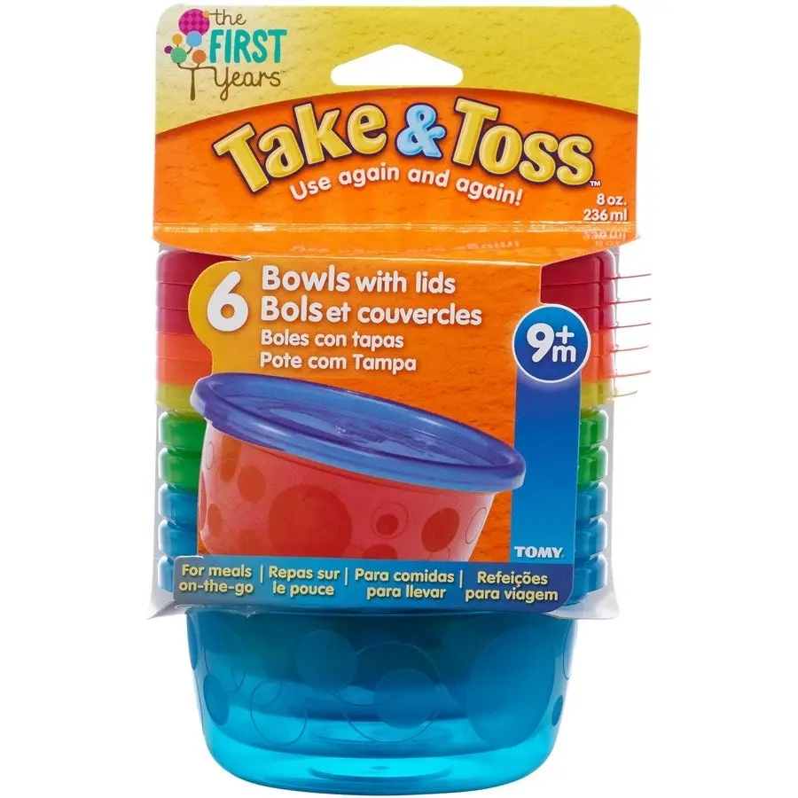 The First Years Take & Toss Bowls With Lids 236ML 6 Pack