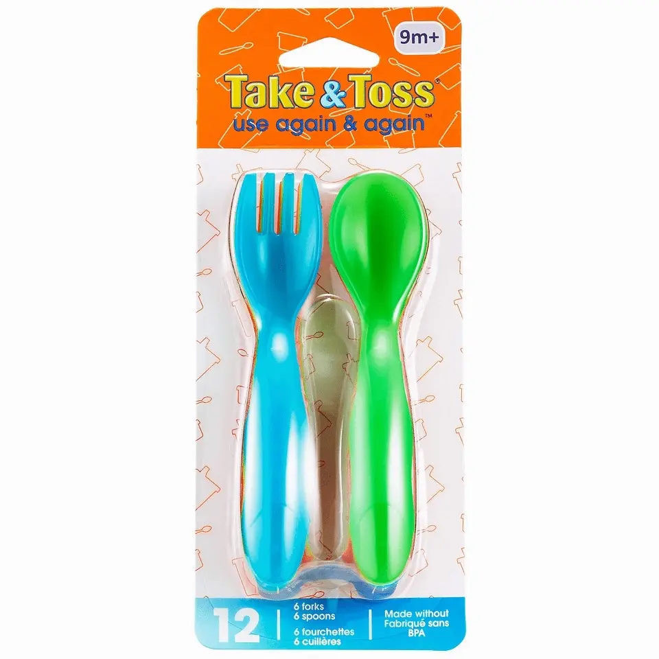 Take & Toss Toddler Fork & Spoon 12 Pack