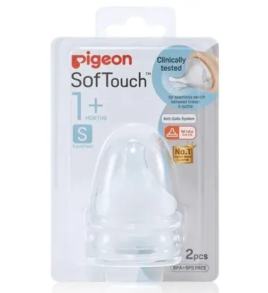 PIGEON Softouch Peristaltic Plus Teat S 1 month plus 2pcs