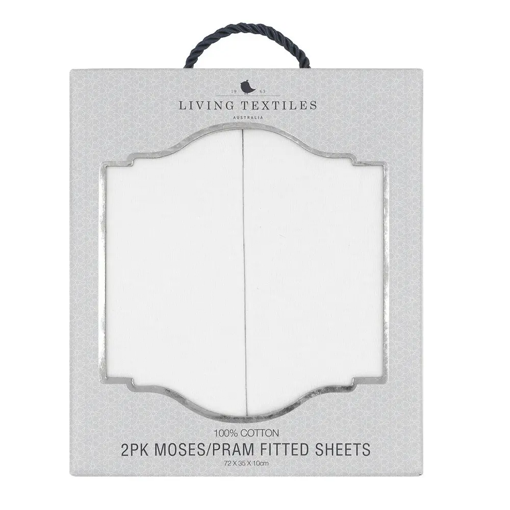 2 Pack Jersey Moses/Pram Fitted Sheet White