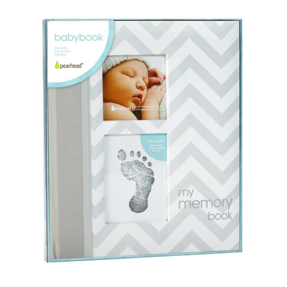 Pearhead Chevron Baby Book Grey