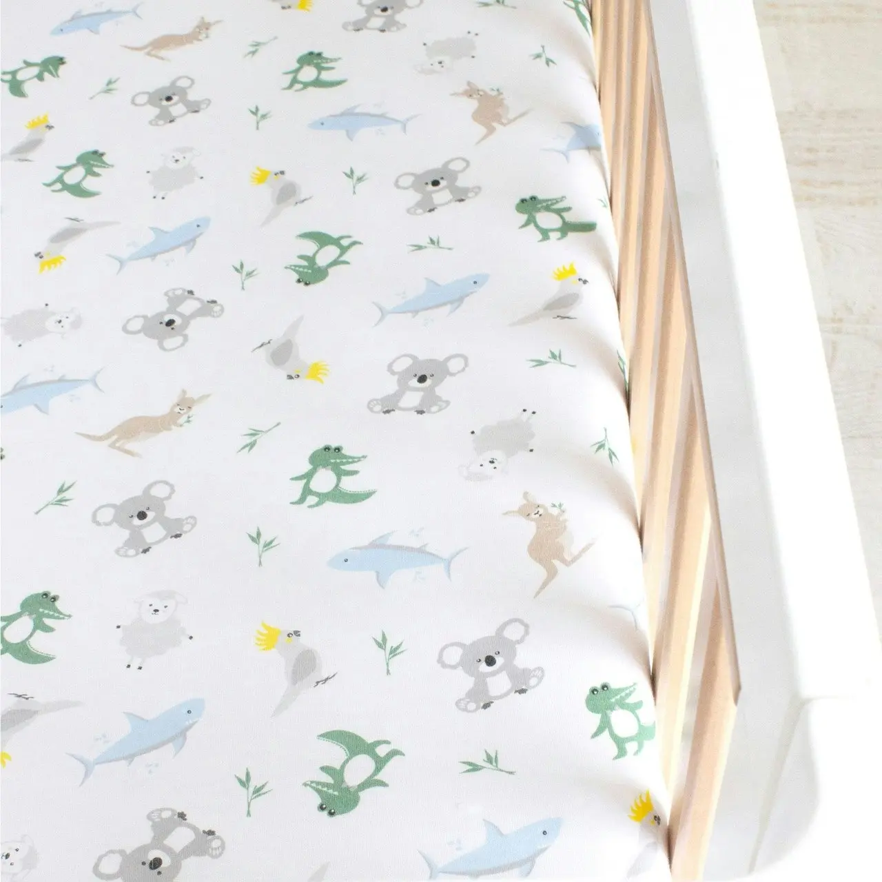 Bubba Blue Aussie Animal Jersey Cot Fitted Sheet