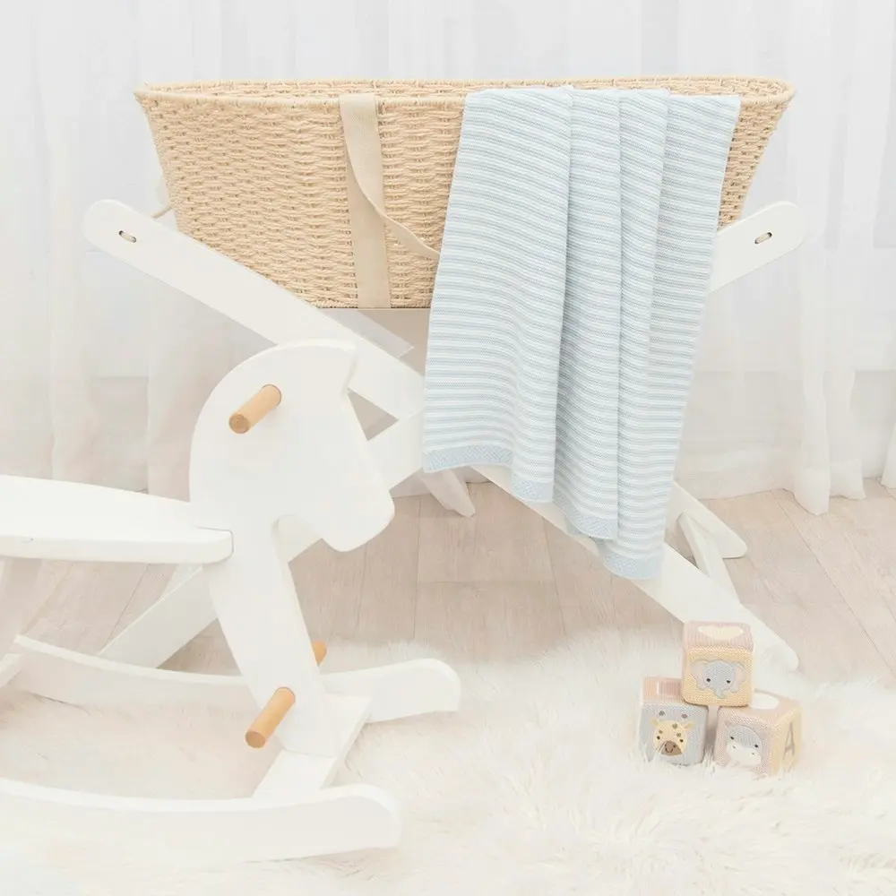 Classic Stripe Blanket Blue/White