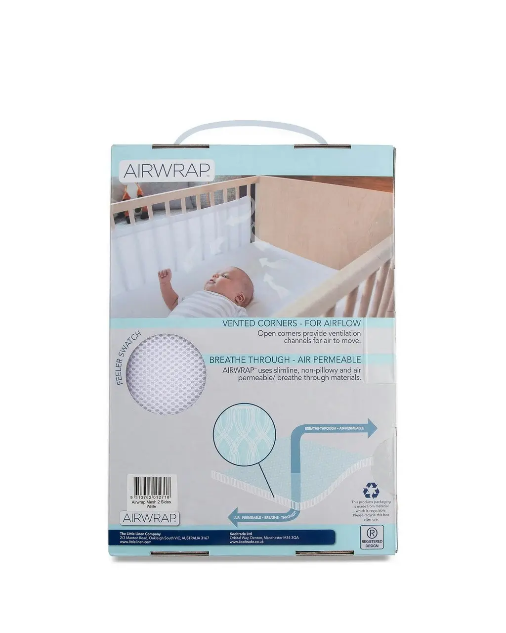 Airwrap Mesh Cot Liner 2 Sides White