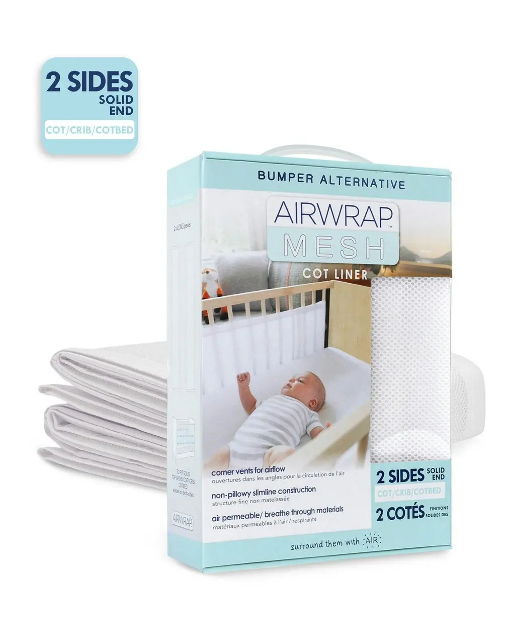 Airwrap Mesh Cot Liner 2 Sides White