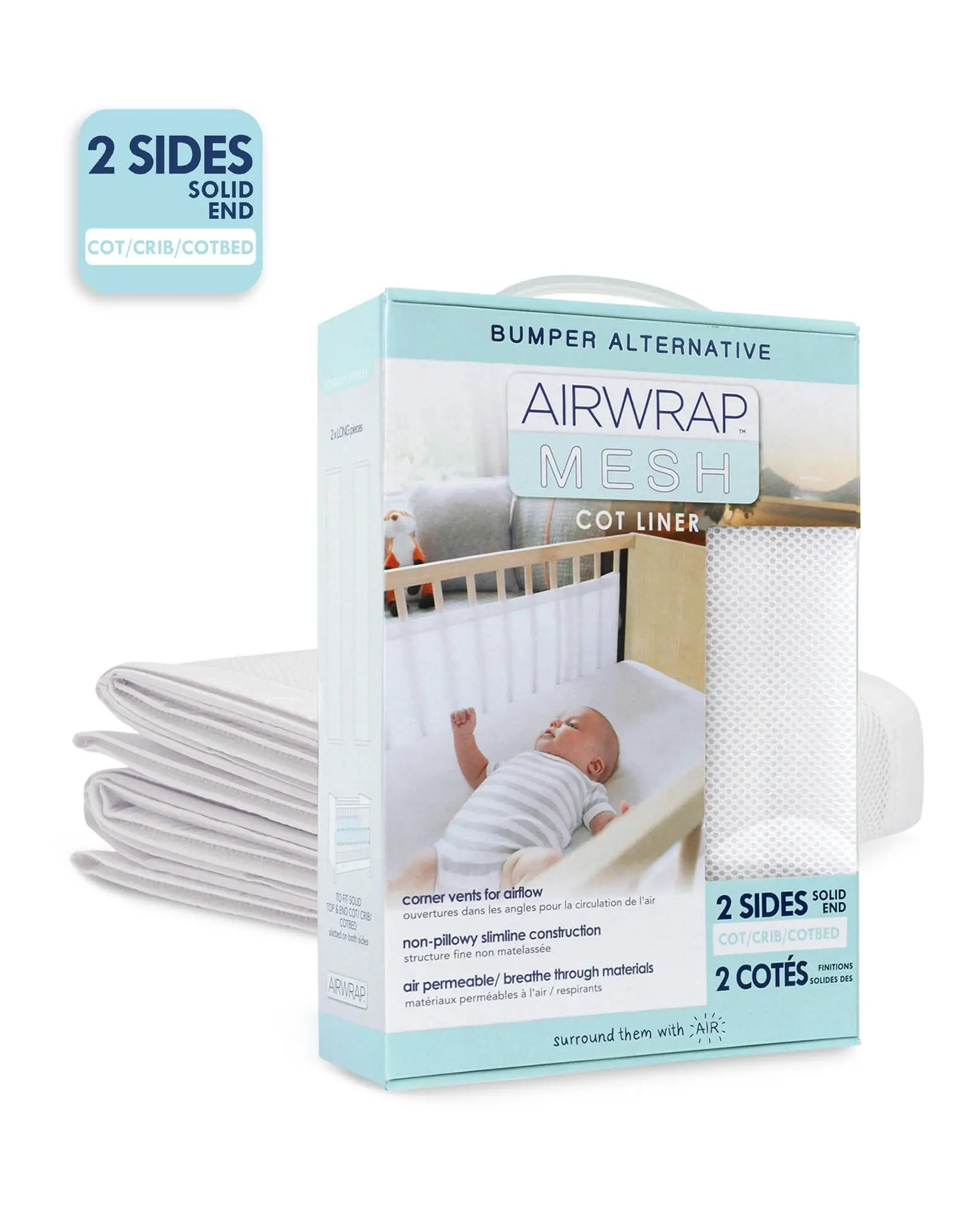 Airwrap Mesh Cot Liner 2 Sides White