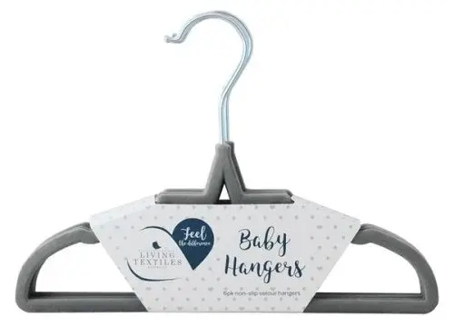 Living Textiles Baby Coat Hangers 6 Pack - Grey Star