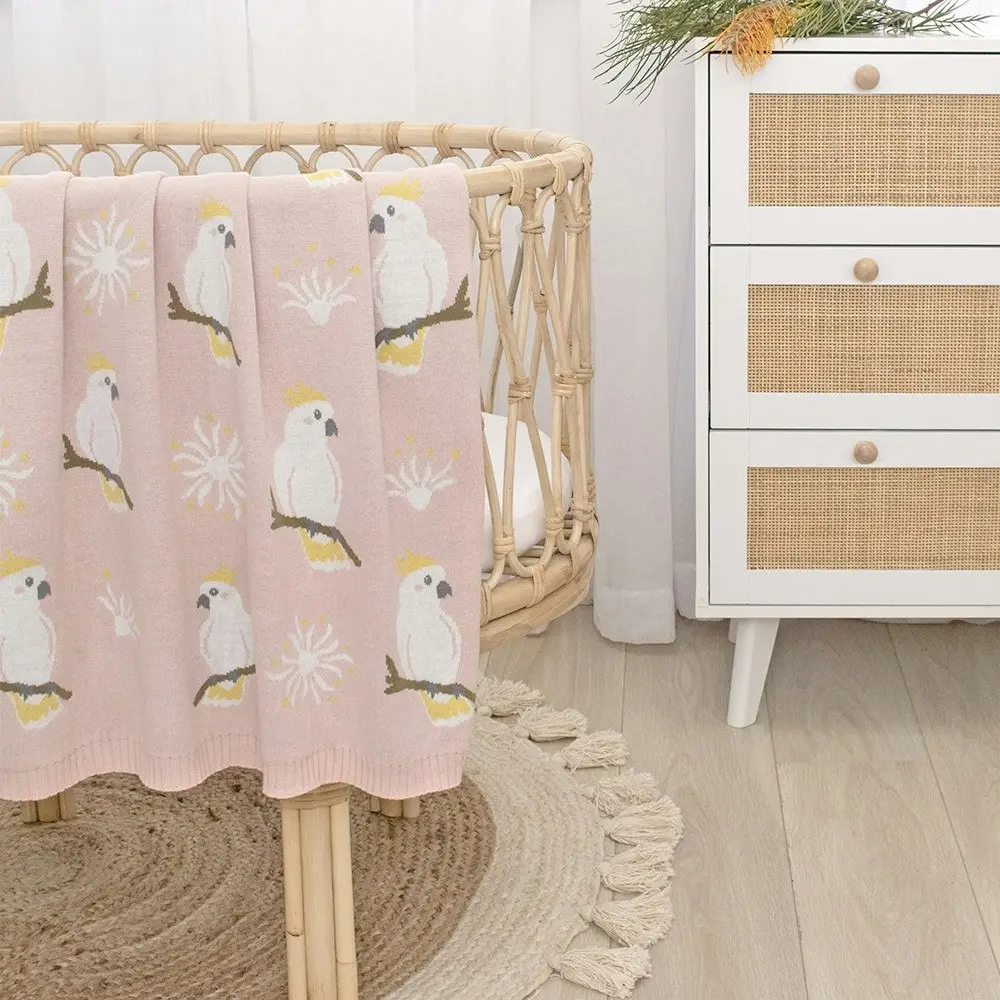 Living Textiles Baby Blanket Cockatoo/Blush