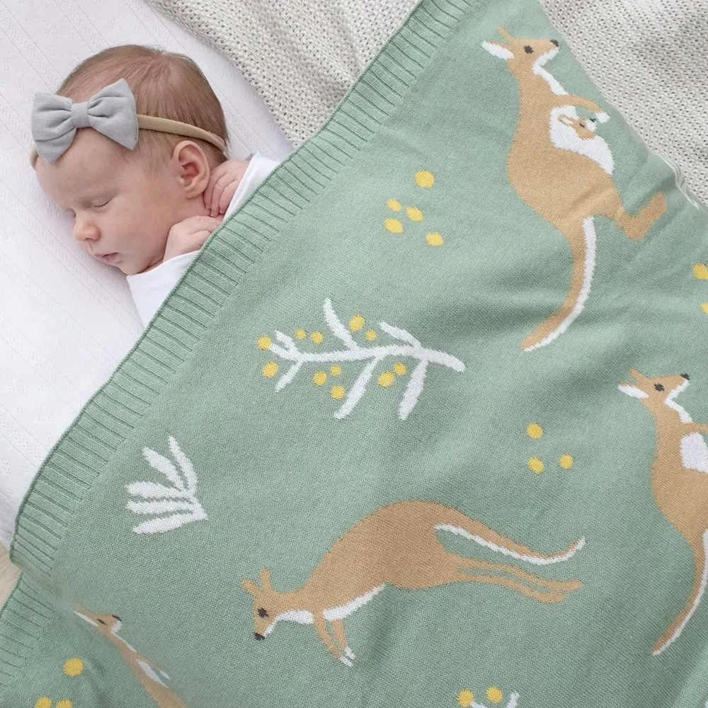 Living Textiles Baby Blanket Kangaroo/Green