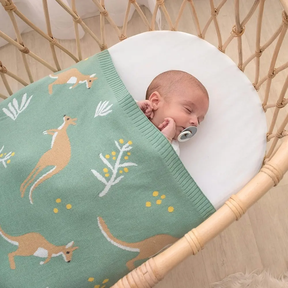 Living Textiles Baby Blanket Kangaroo/Green