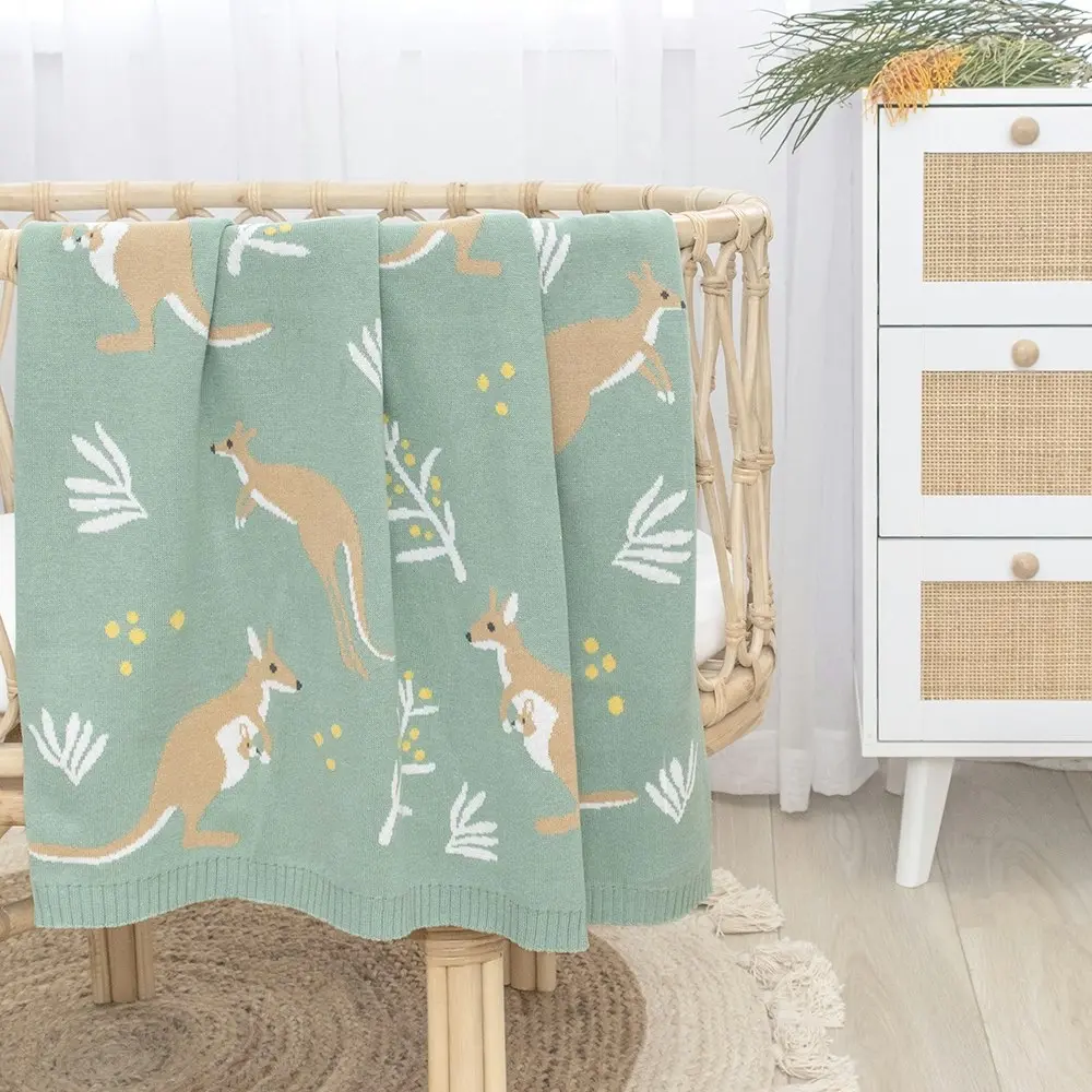 Living Textiles Baby Blanket Kangaroo/Green