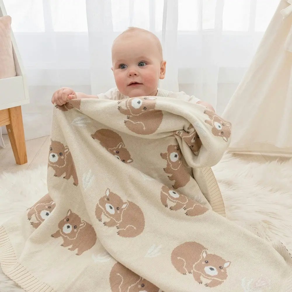 Living Textiles Baby Blanket Wombat/Beige