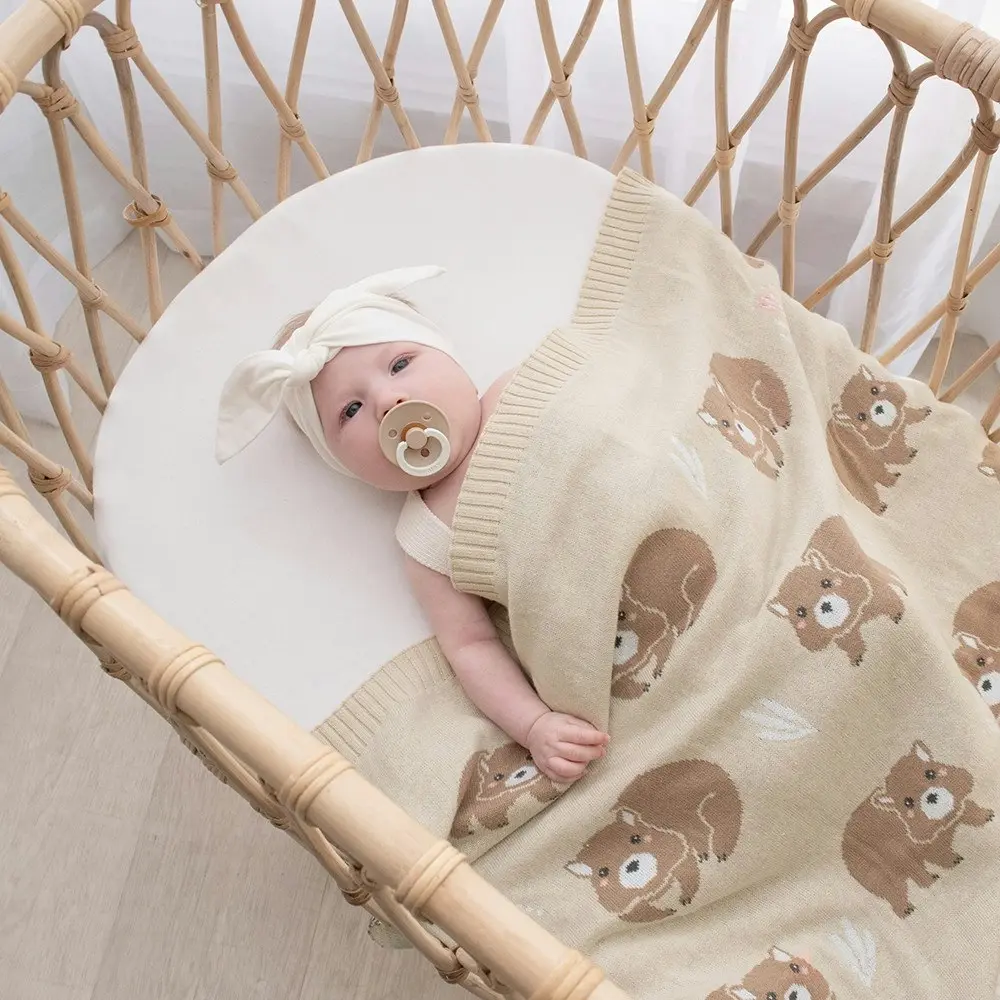 Living Textiles Baby Blanket Wombat/Beige