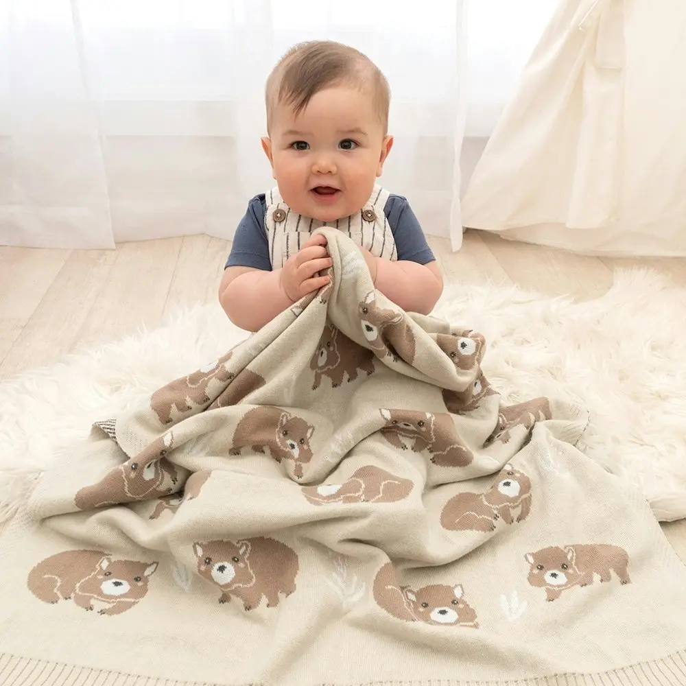 Living Textiles Baby Blanket Wombat/Beige