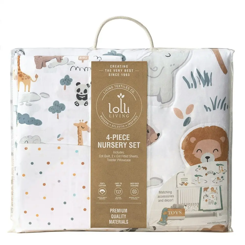 Lolli Living Day At The Zoo 4Pc Nursery Set