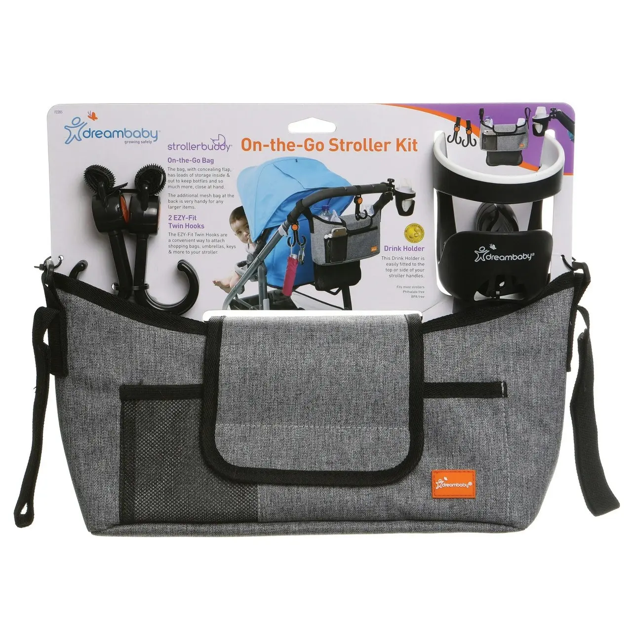 dreambaby On-The-Go Stroller Kit Grey Denim