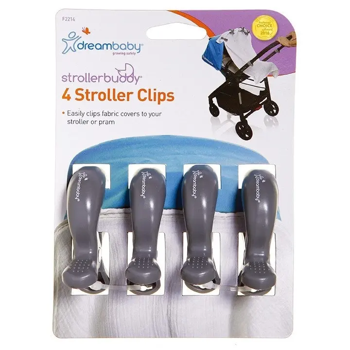 dreambaby Stroller Clips 4 Pack Grey