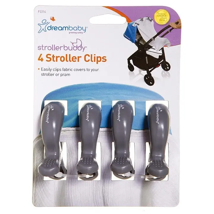 dreambaby Stroller Clips 4 Pack Grey