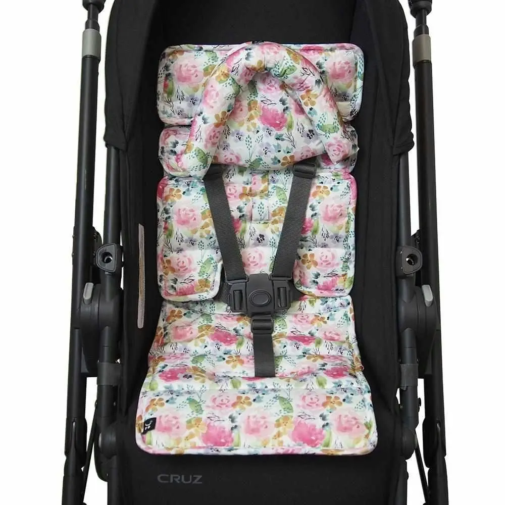 Mini Pram Liner With Adjustable Head Support - Floral Delight