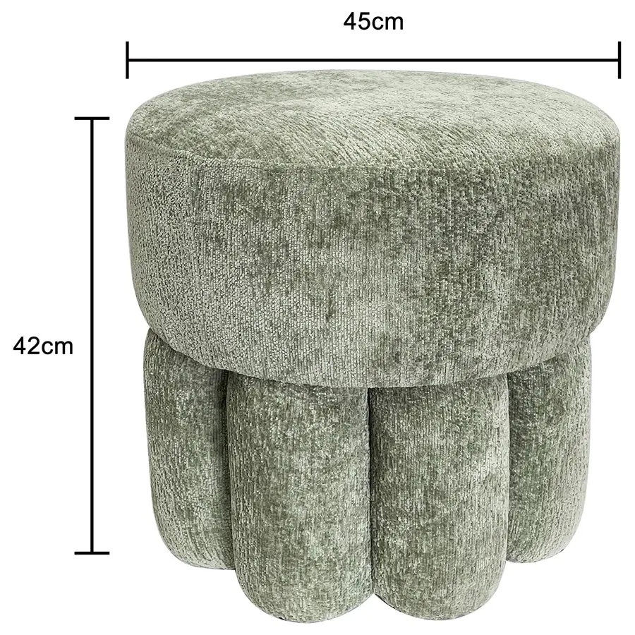 Willow & Silk Plush Footed 45cm Sage Ottoman Stool/Chair