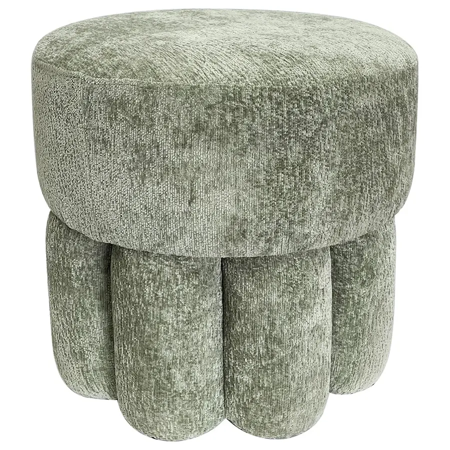 Willow & Silk Plush Footed 45cm Sage Ottoman Stool/Chair