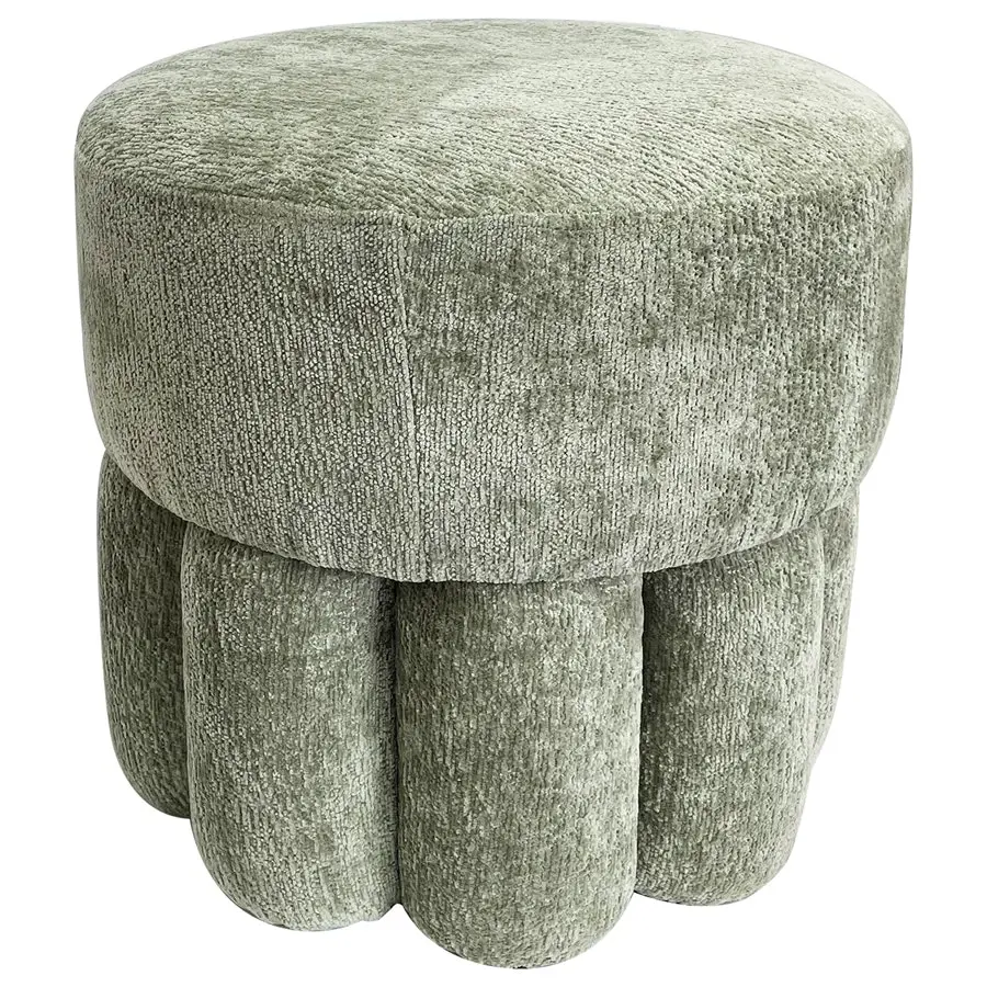 Willow & Silk Plush Footed 45cm Sage Ottoman Stool/Chair