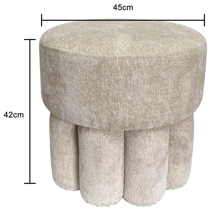 Willow & Silk 45cm Plush Footed Ottoman Stool/Chair Oat