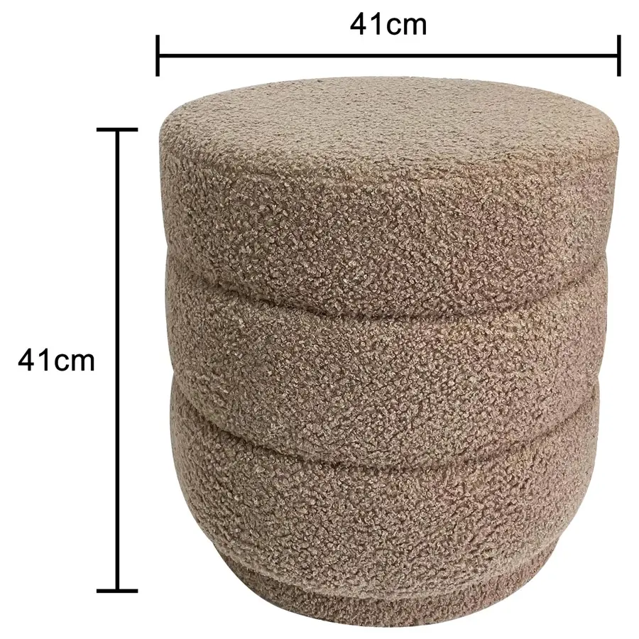 Willow & Silk Boucle Taupe 41cm Loop-Style Stepped Ottoman Stool