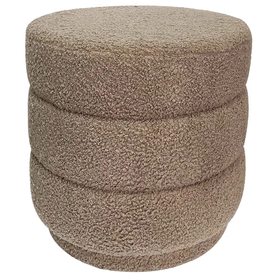 Willow & Silk Boucle Taupe 41cm Loop-Style Stepped Ottoman Stool