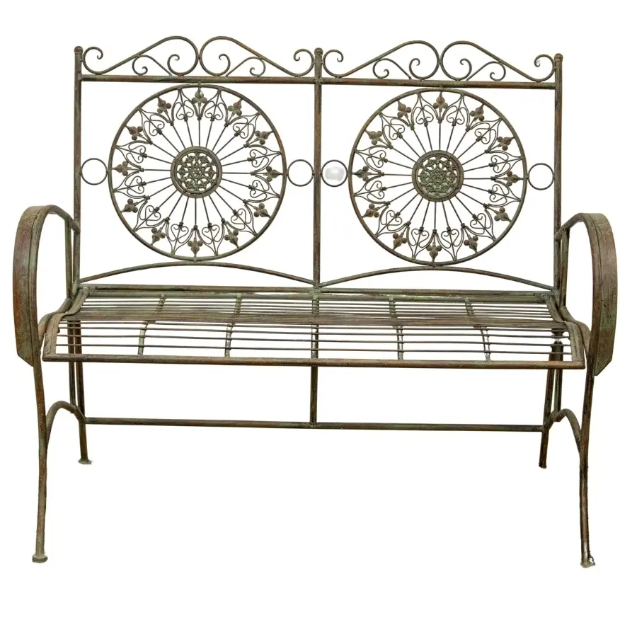 Mandala Design Metal Garden Bench